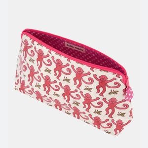 NWT Roller Rabbit Pink Monkeys large sized cosmetic case